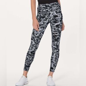 Lululemon Fast & Free 7/8 Tight II *Nulux 25"Interlaced Starlight Black Size 10